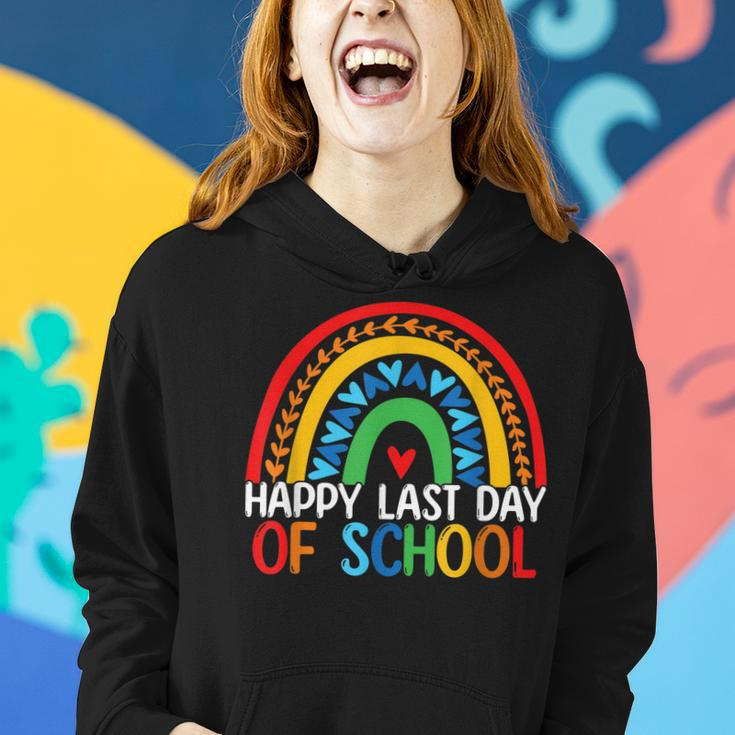 Happy Last Day Of School Rainbow Teacher Student End Of Year Women Hoodie Gifts for Her