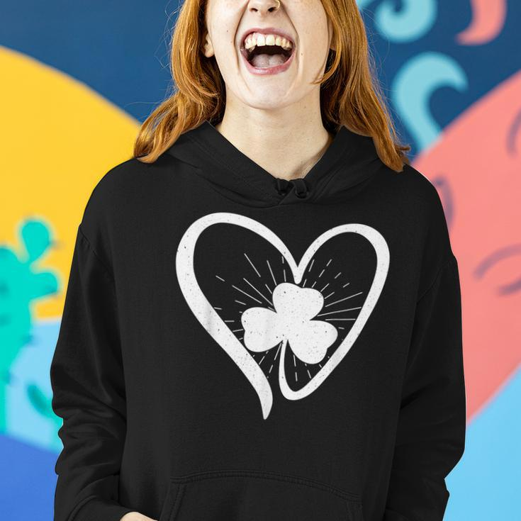 Happy St Patricks Day Irish Shamrock Heart Family Lucky Day Women Hoodie Gifts for Her