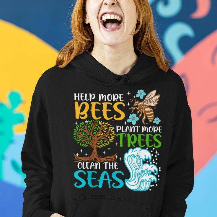 Help More Bees Plant More Trees Earth Day Climate Change Women Hoodie Gifts for Her