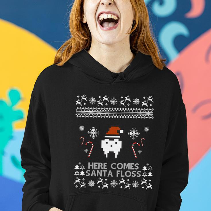Here Comes Santa Floss Gift Dentist Outfit Ugly Christmas Gift Funny Gift Women Hoodie Gifts for Her