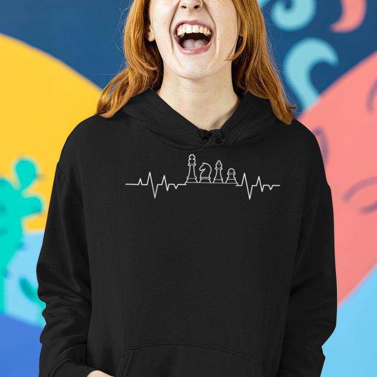 Herzschlag Ekg Schach Schachfiguren Schachspieler Frauen Hoodie Geschenke für Sie