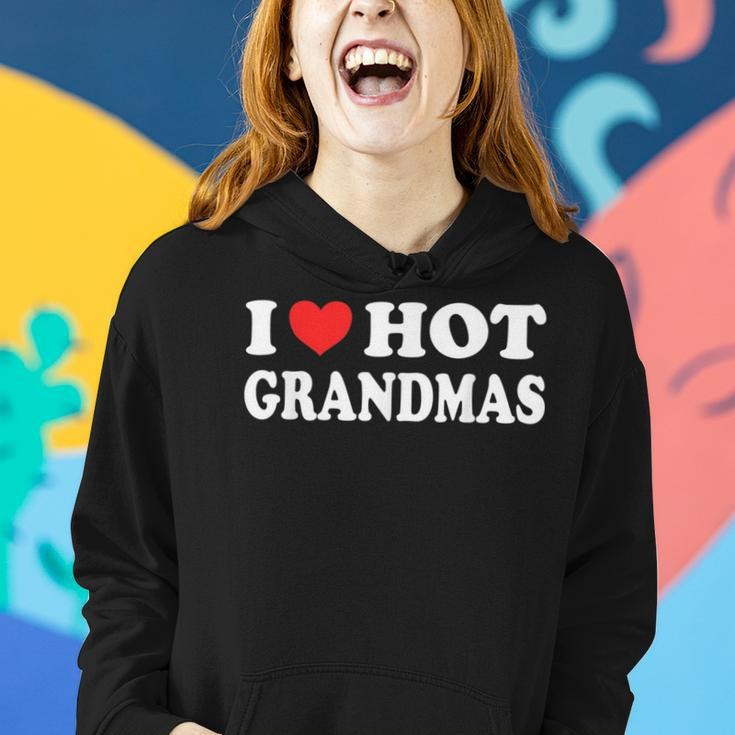 I Love Hot Grandmas Funny 80S Vintage Minimalist Heart Women Hoodie Gifts for Her