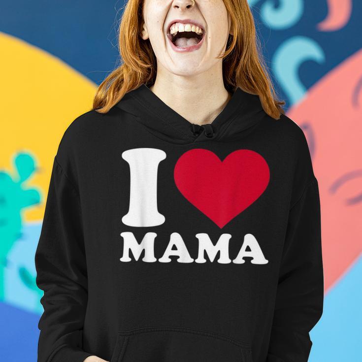 I Love Mama Schwarz Hoodie, Herzmotiv zum Muttertag Geschenke für Sie