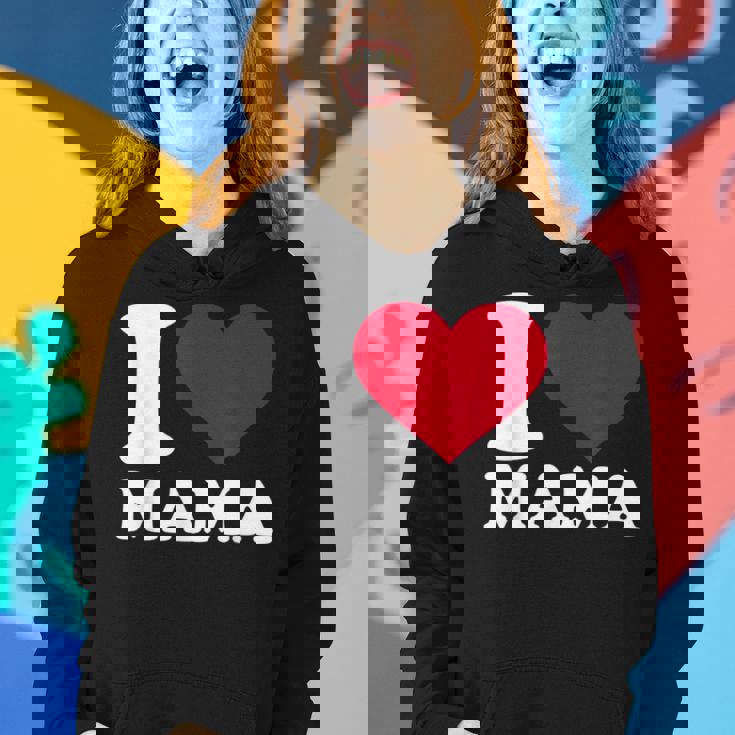 I Love Mama Schwarz Hoodie, Herzmotiv zum Muttertag Geschenke für Sie