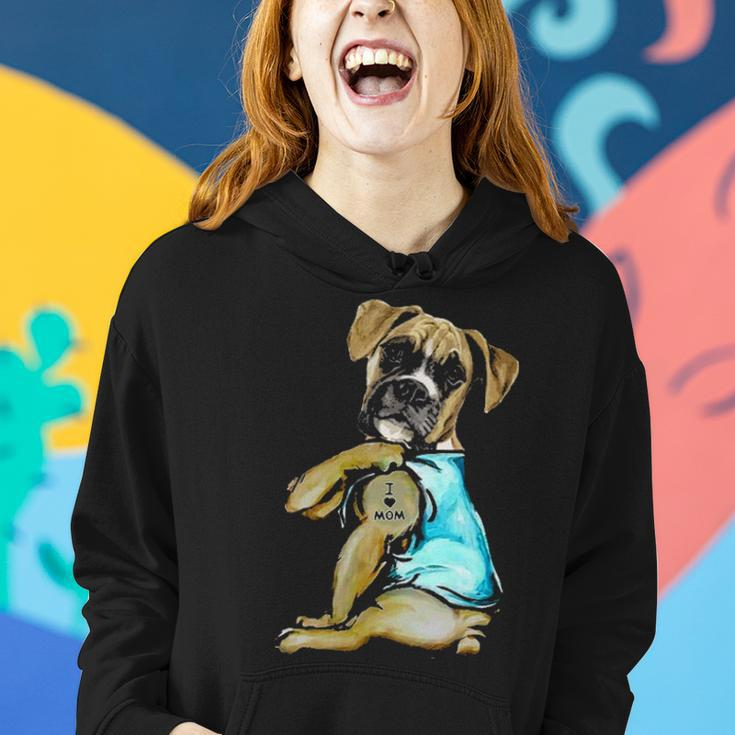 I Love Mom Funny Boxer Tattooed Women Hoodie Gifts for Her