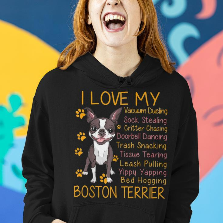 I Love My Brown Bostie Boston Terrier Mom Dad Kid Lover Gift Women Hoodie Gifts for Her