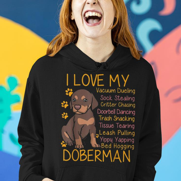 I Love My Red Doberman Dobie Mom Dad Gifts Youth Kid Lovers Women Hoodie Gifts for Her