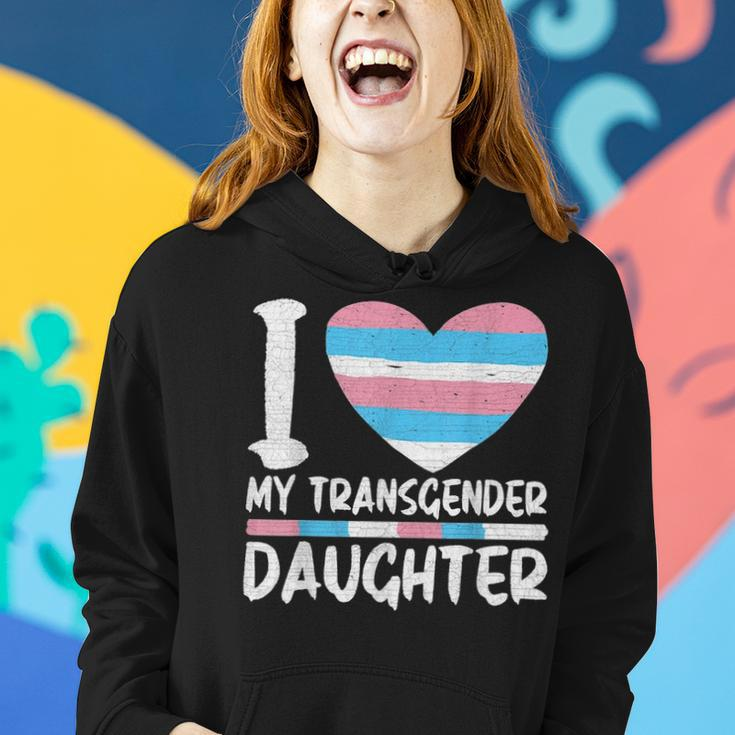 I Love My Transgender Daughter Gift Lgbt Flag Trans Mom Dad Women Hoodie Gifts for Her