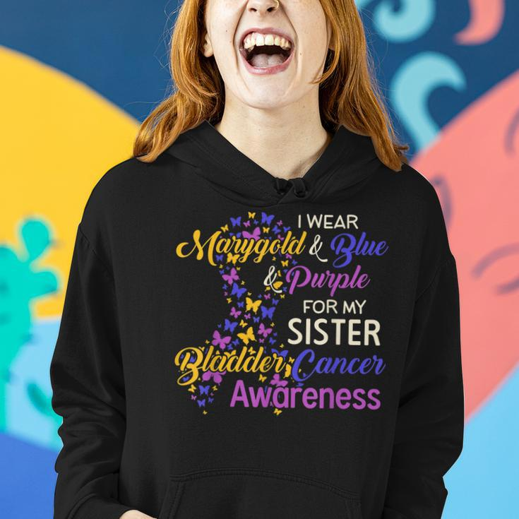 I Wear Marygold Blue Purple For My Sister Bladder Cancer Women Hoodie Gifts for Her