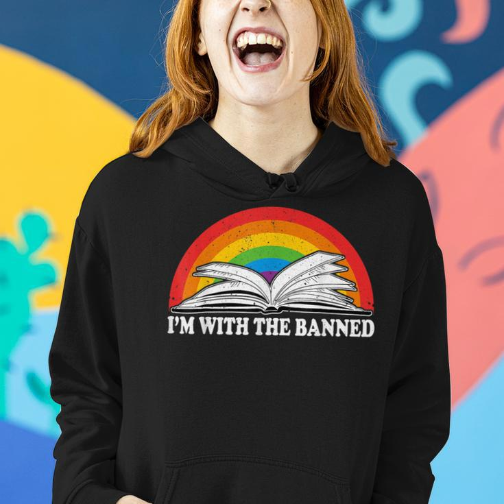 Im With The Banned Books Vintage Rainbow Reading Book Women Hoodie Gifts for Her
