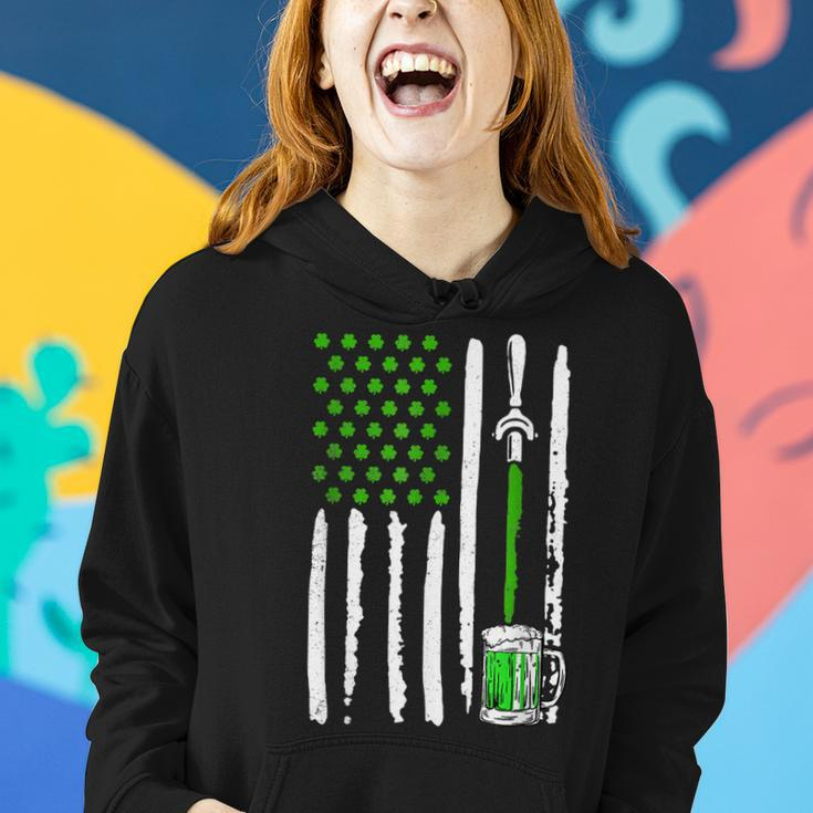 Irish American Flag Draft Beer Shamrock St Patricks Day Women Hoodie Gifts for Her