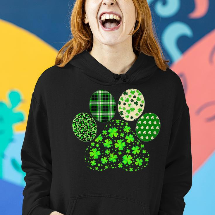 Irish Cute Dog Paw Clovers St Patricks Day Lucky Shamrock Women Hoodie Gifts for Her
