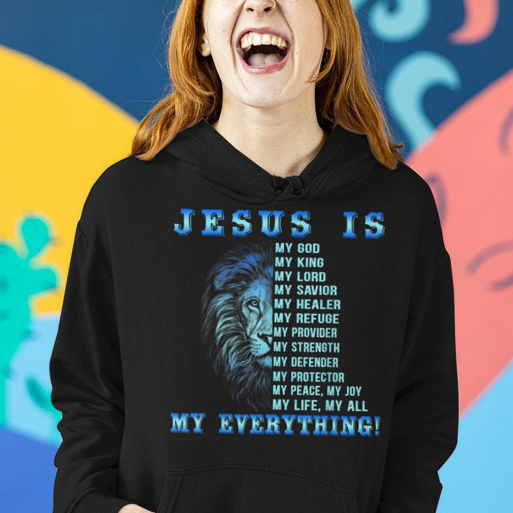 Jesus Is My God King My Lord My Savior Blues Lion Christian Women Hoodie Gifts for Her