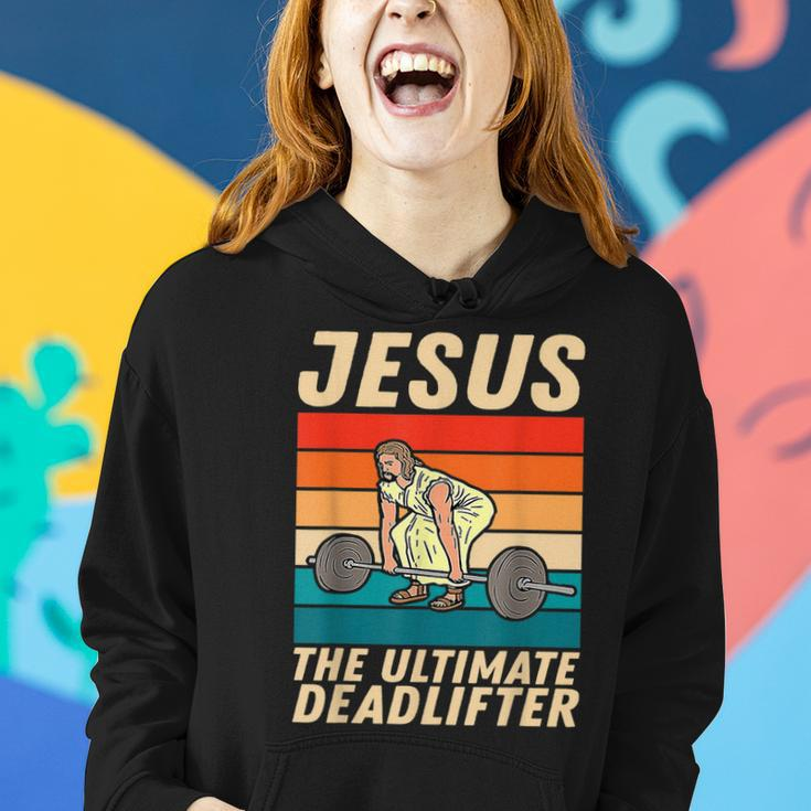 Jesus The Ultimate Deadlifter Funny Vintage Gym Christian Women Hoodie Gifts for Her