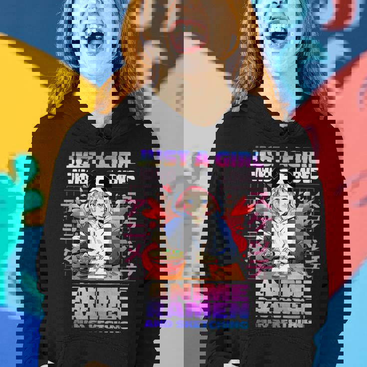 Just A Girl Who Loves Anime Ramen And Sketching Anime Gift Women Hoodie Gifts for Her
