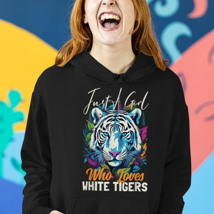 Just A Girl Who Loves White Tigers Girls Women Bengal Tiger Women Hoodie Gifts for Her
