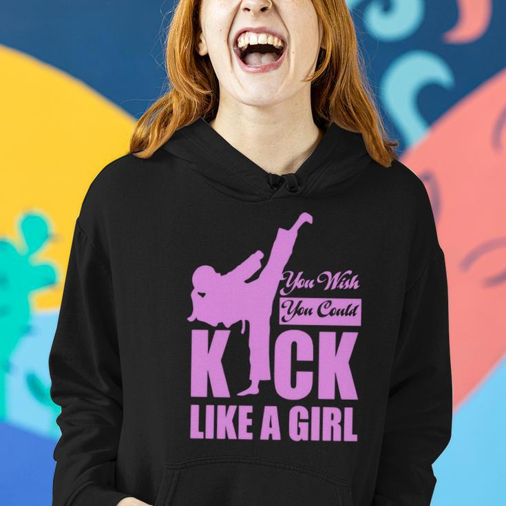 Kick Like A Girl T-Shirt Karate Taekwondo Women Hoodie Graphic Print Hooded Sweatshirt Gifts for Her