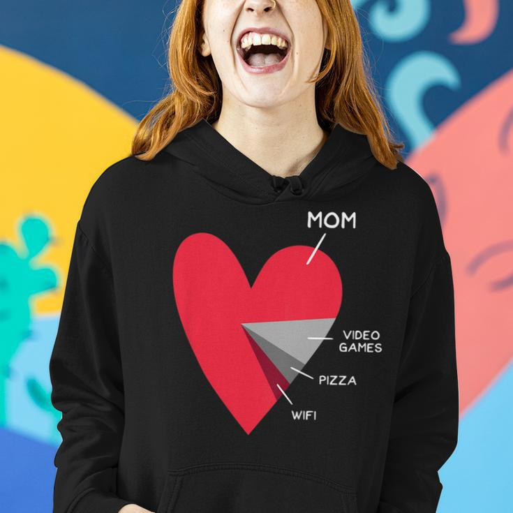 Kids Funny Heart Mom Video Games Pizza Wifi Valentines Day Women Hoodie Gifts for Her