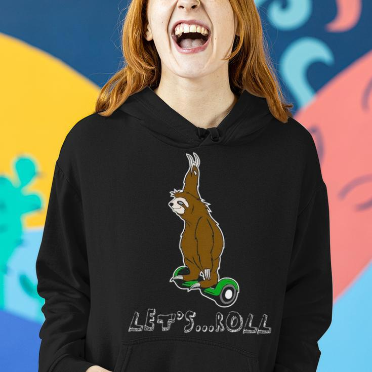 Kids Funny Lets Roll Lazy Sloth On Hoverboard For Kids Women Hoodie Gifts for Her