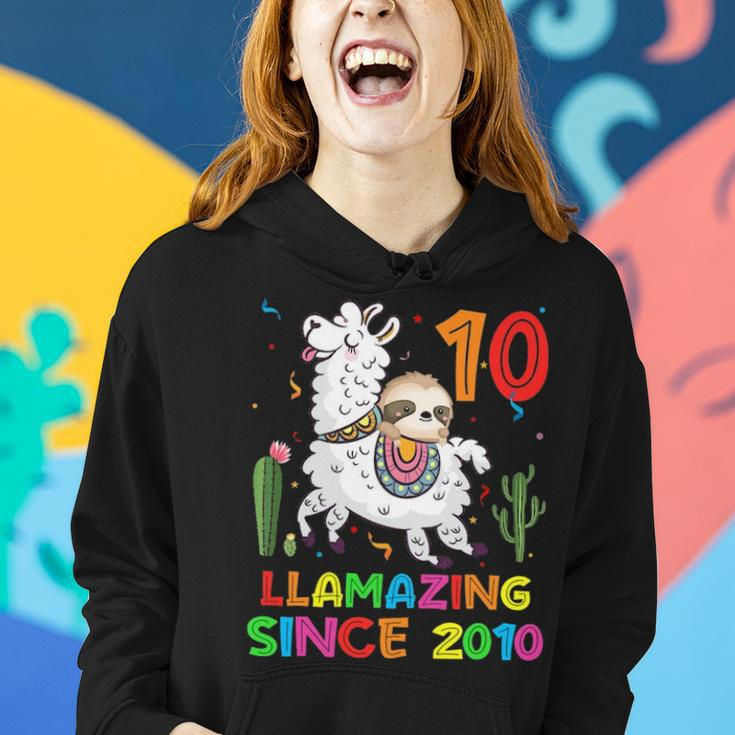 Kids Sloth Riding Llama Cute Llamazing 10Th Birthday Gifts Kids Women Hoodie Gifts for Her