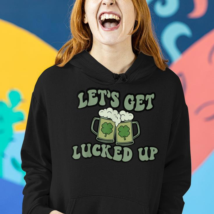 Lets Get Lucked Up Lucky Clovers St Patricks Day Beer Drink Women Hoodie Gifts for Her