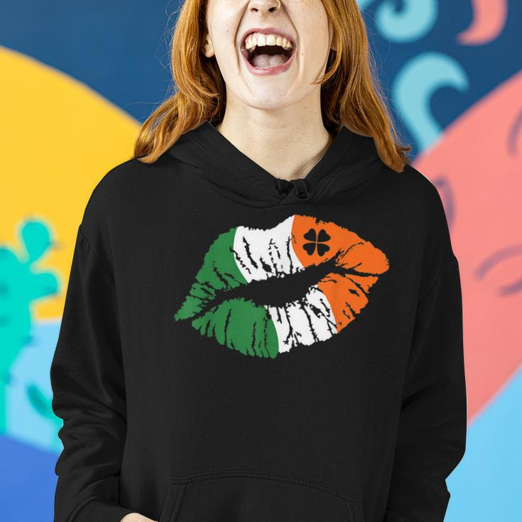Lips Ireland Flag Clovers St Patricks Day Shamrock Lucky Women Hoodie Gifts for Her