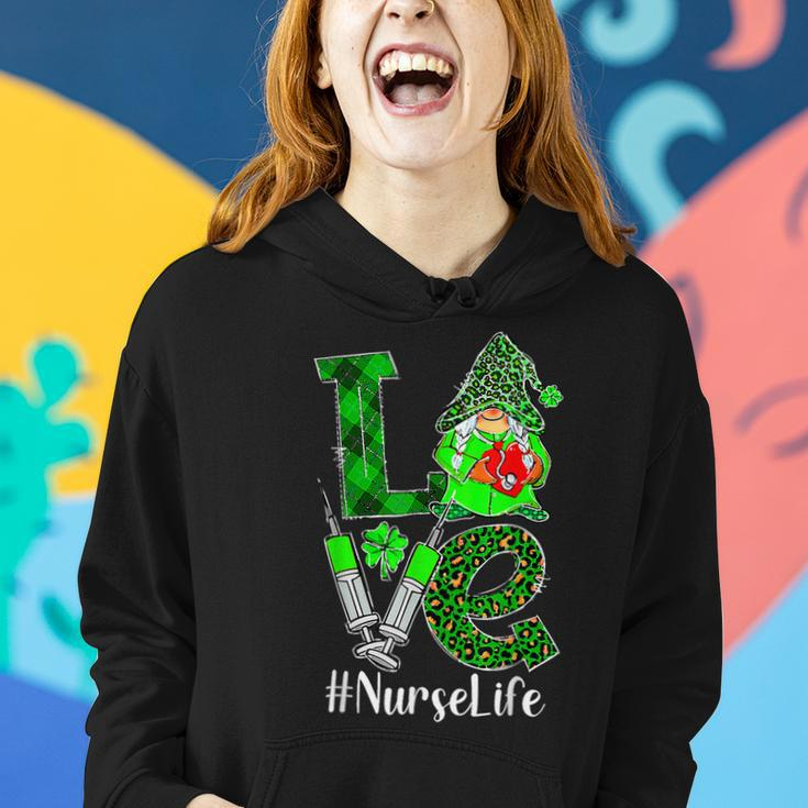 Love Gnome Nurse Life St Patricks Day Leopard Shamrock Women Hoodie Gifts for Her