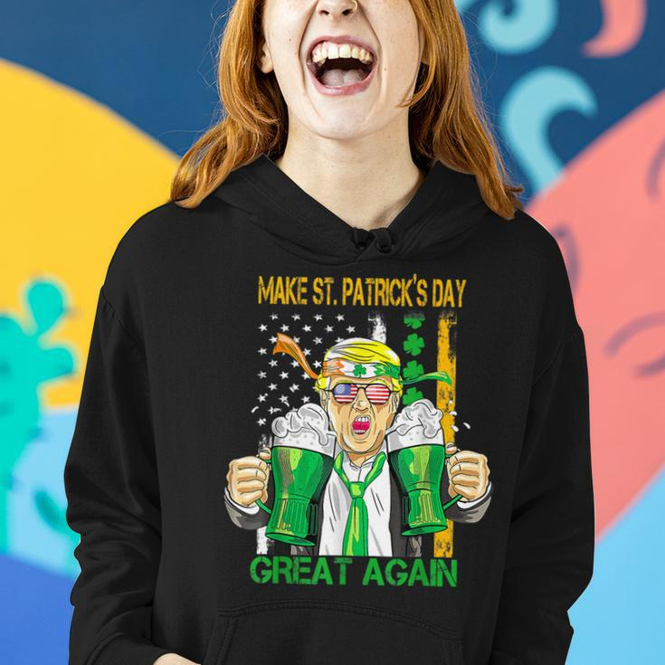 Make St Patricks Day Great Again Funny Trump Shamrock Beer Women Hoodie Gifts for Her