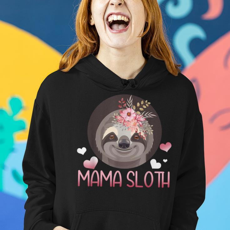 Mama Sloth Flowers Funny Mom Grandma Sloth Mothers Day Women Hoodie Gifts for Her
