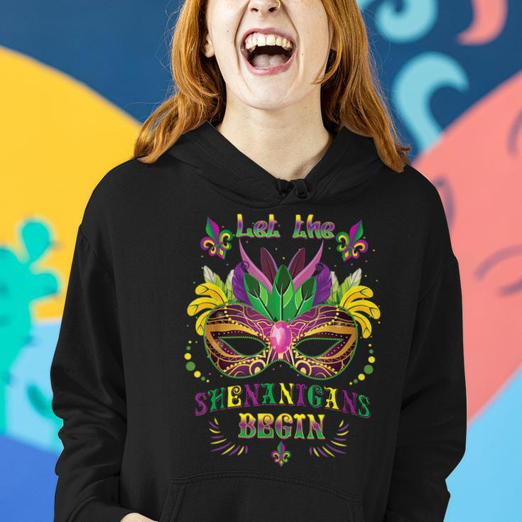 Mardi Gras Mask Costume Let The Shenanigans Begin Womens V4 Women Hoodie Gifts for Her