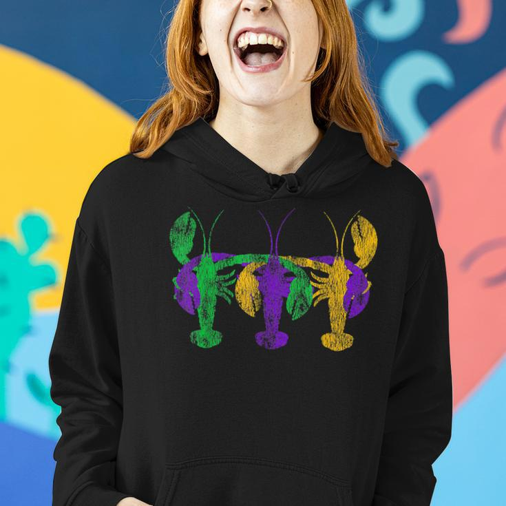 Mardi Gras Three Crawfish Friends Funny Distressed Look Women Hoodie Gifts for Her