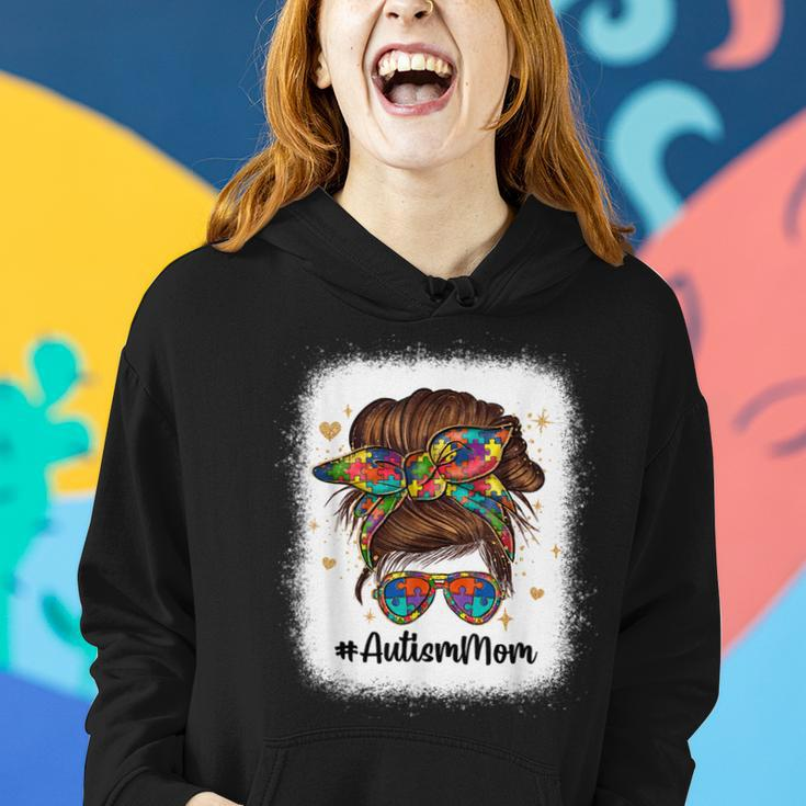 Messy Bun Autism Mom Autism Awareness Acceptance Month Cute Women Hoodie Gifts for Her