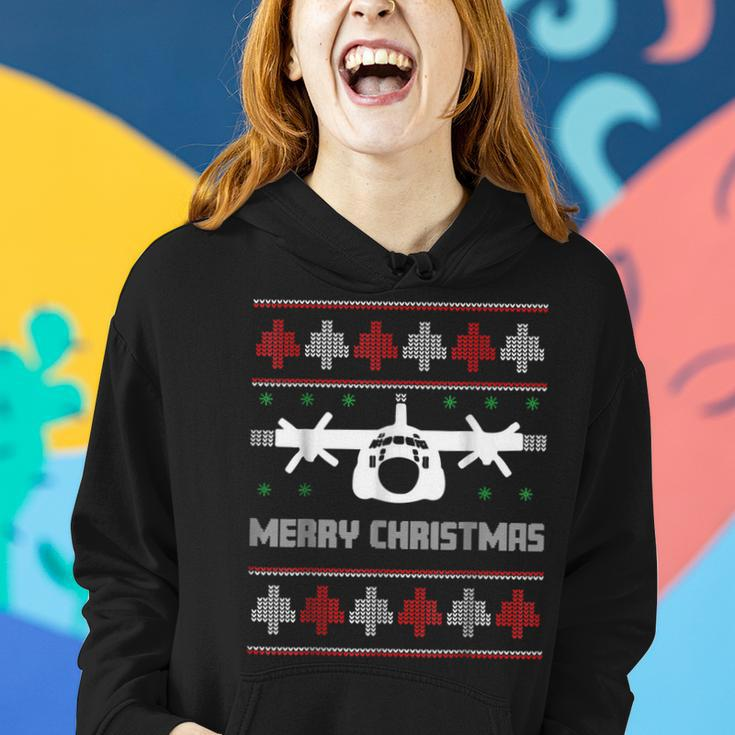 Military Airplane Ugly Christmas Sweater Army Veteran Xmas Women Hoodie Gifts for Her