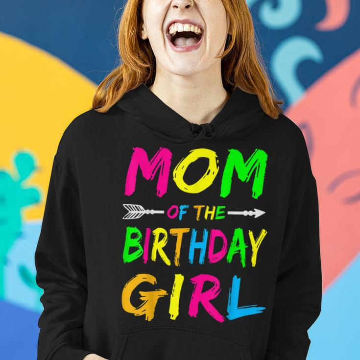 Mom Of The Birthday Girl Glows Retro 80S Party Glow Women Hoodie Gifts for Her
