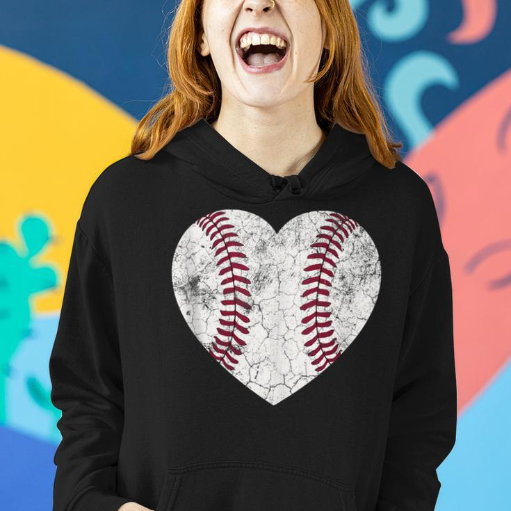 Mothers Day Gift Distressed Heart Baseball Heart Mom Mama Women Hoodie Gifts for Her