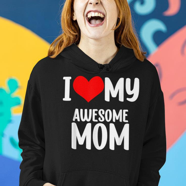 Mothers Day Red Heart With Love I Love My Mom Awesome Mommy Women Hoodie Gifts for Her