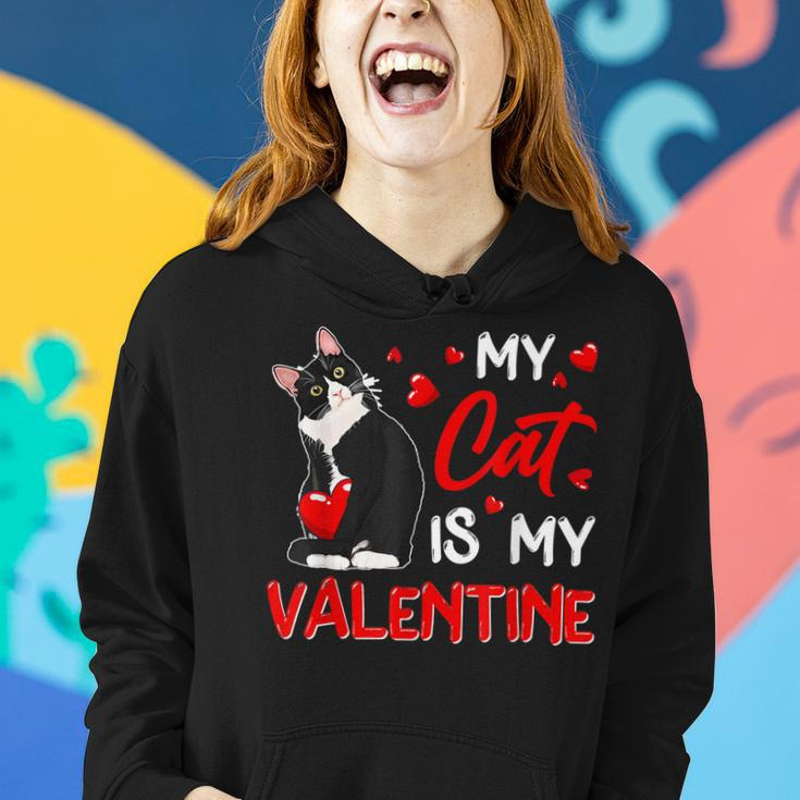 My Cat Is My Valentine Cute Valentines Day Cat Dad Cat Mom Women Hoodie Gifts for Her