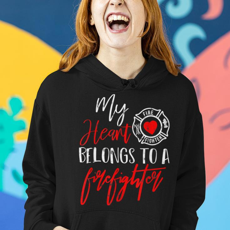 My Heart Belongs To A Firefighter Gift For Wife Girlfriend Women Hoodie Gifts for Her