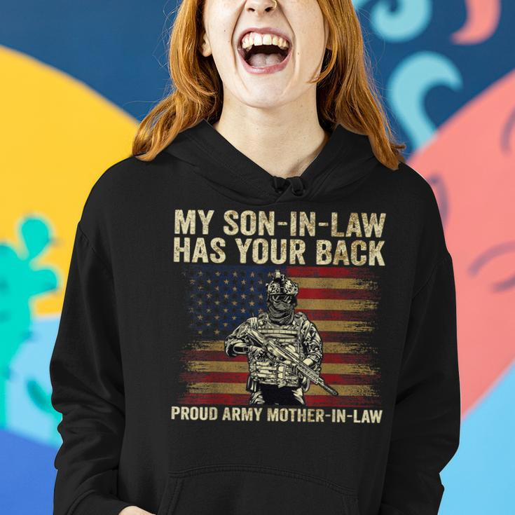 My Son-In-Law Has Your Back Proud Army Mother-In-Law Veteran Women Hoodie Gifts for Her