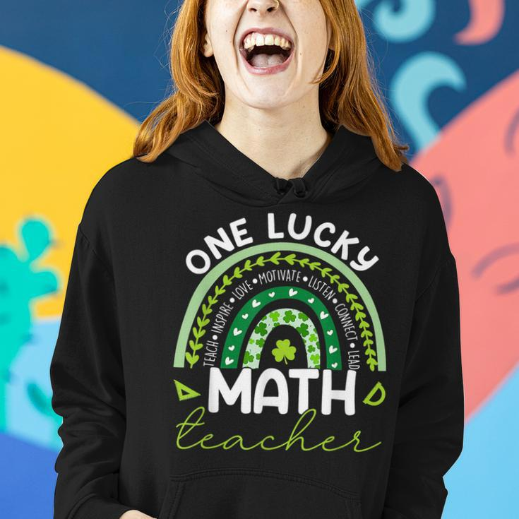 One Lucky Math Teacher Rainbow St Patricks Day Teacher Women Hoodie Gifts for Her