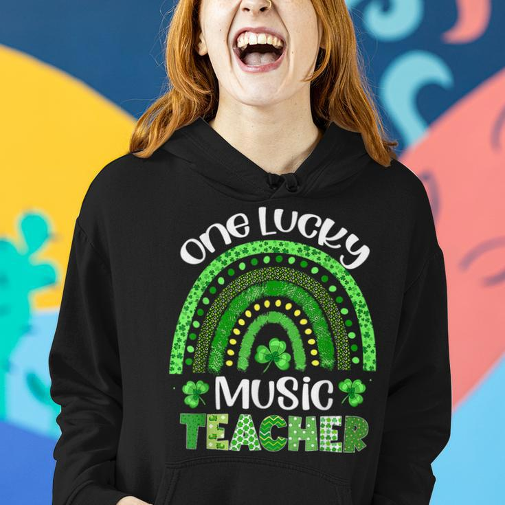 One Lucky Music Teacher Rainbow Shamrock St Patricks Day Women Hoodie Gifts for Her