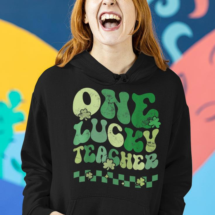 One Lucky Teacher St Patricks Day Retro Vintage Women Hoodie Gifts for Her
