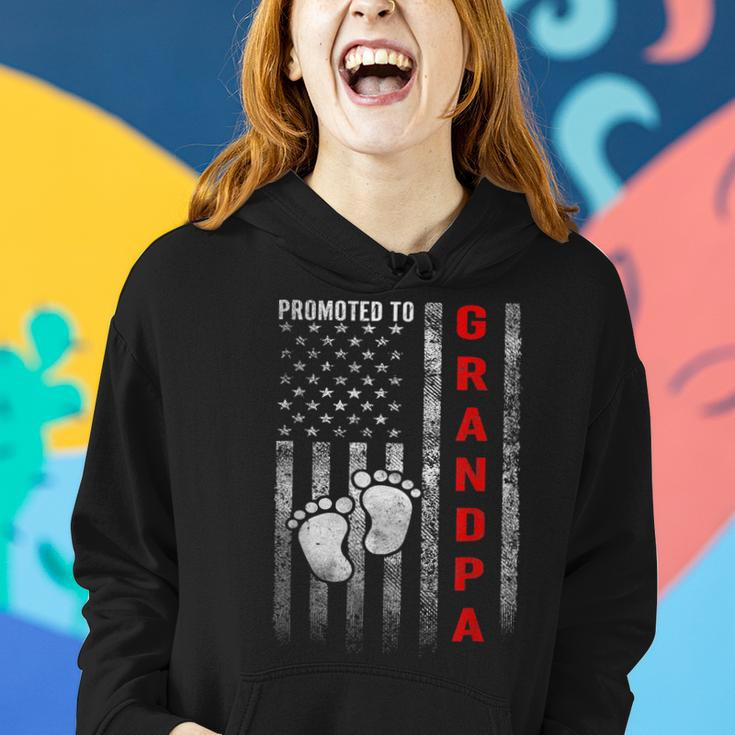Promoted To Grandpa 2023 American Flag New Grandpa Women Hoodie Gifts for Her
