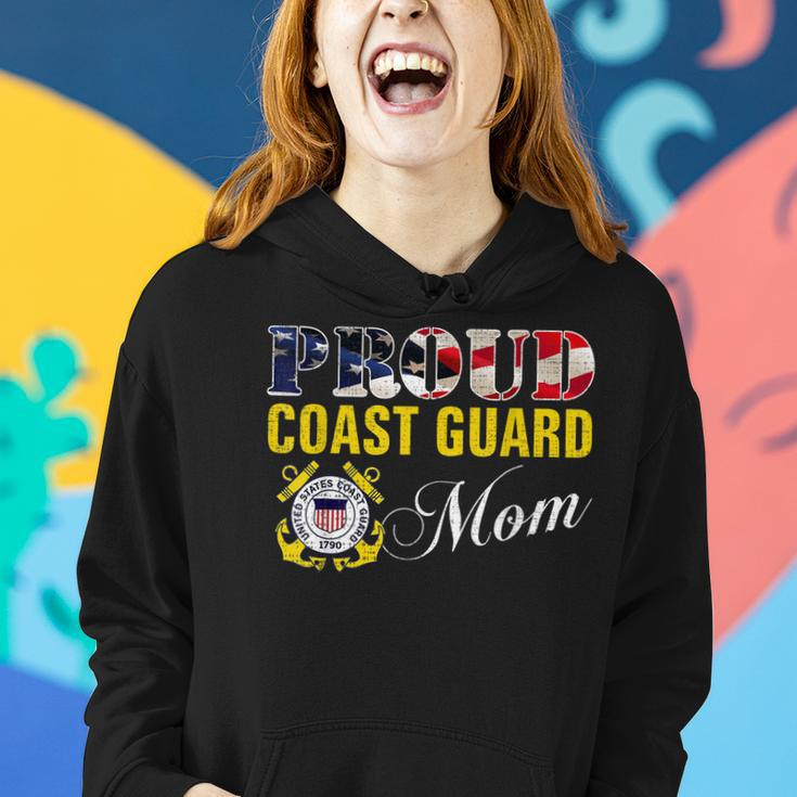 Proud Coast Guard Mom With American Flag For Veteran Day Women Hoodie Gifts for Her