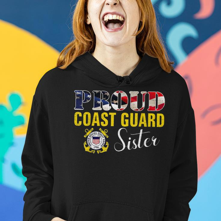 Proud Coast Guard Sister With American Flag Gift Veteran Day Women Hoodie Gifts for Her
