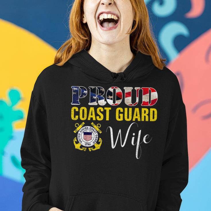 Proud Coast Guard Wife With American Flag For Veteran Day Women Hoodie Gifts for Her