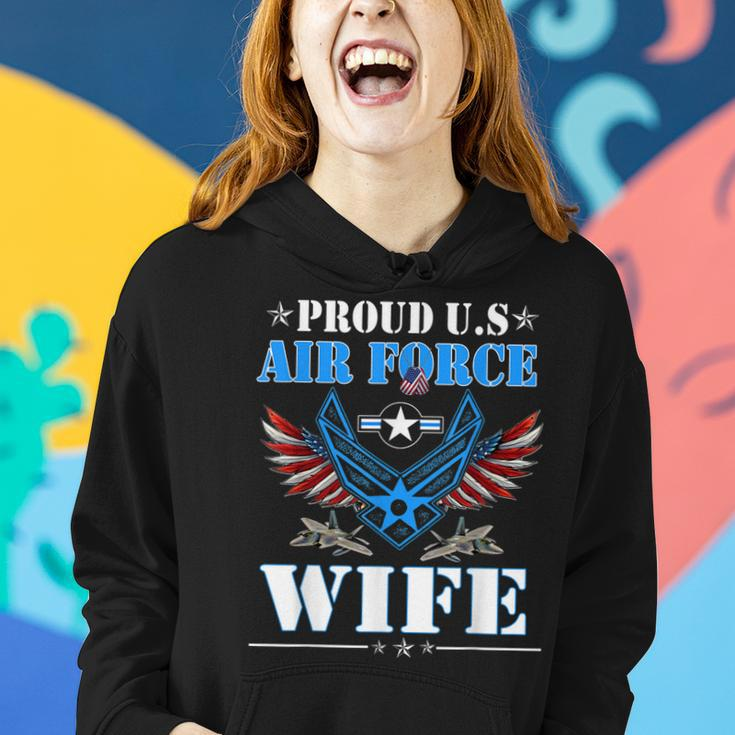 Proud Wife Us Air Force Veteran Day Military Family Women Hoodie Gifts for Her