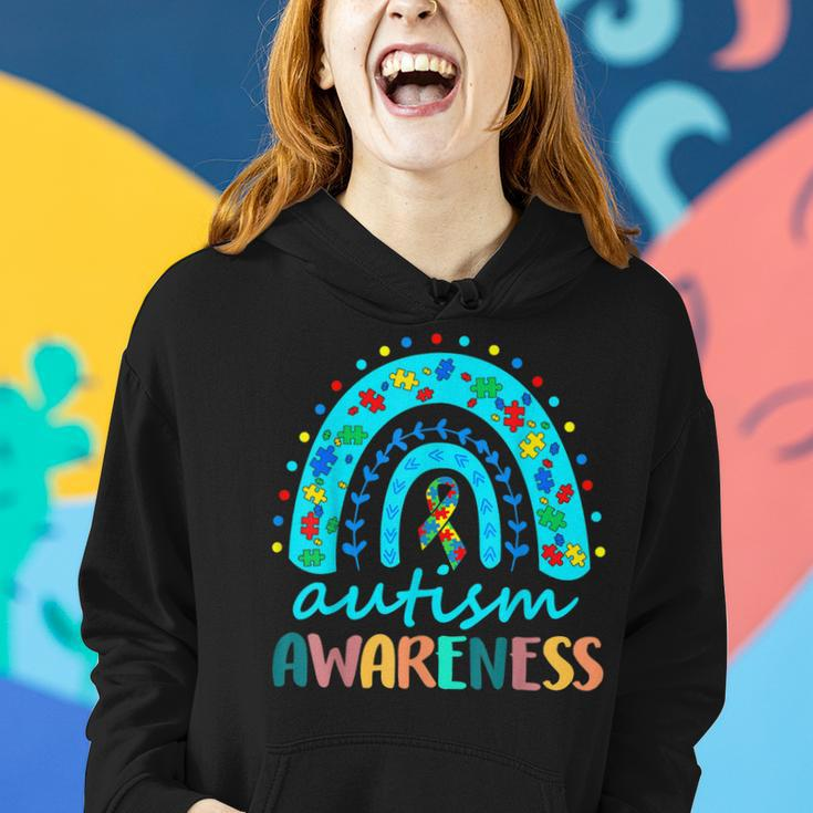 Puzzle Rainbow In April We Wear Blue Autism Awareness Month Women Hoodie Gifts for Her