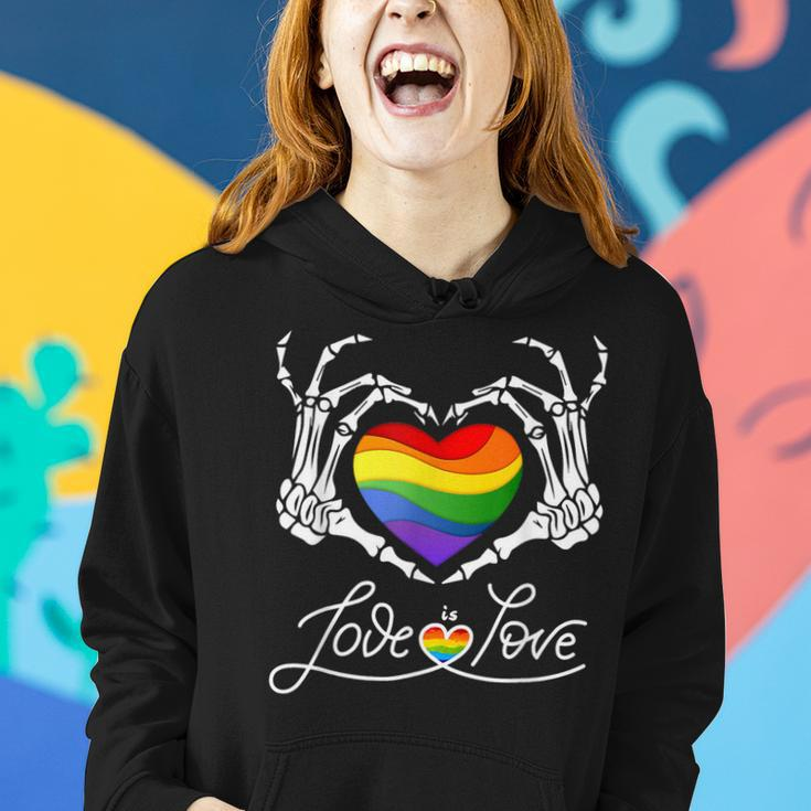 Rainbow Skeleton Heart Love Is Love Lgbt Gay Lesbian Pride Women Hoodie Gifts for Her