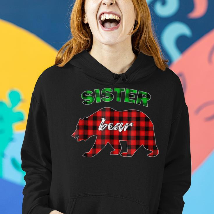 Red Green Plaid Sister Bear Matching Family Pajama Women Hoodie Gifts for Her